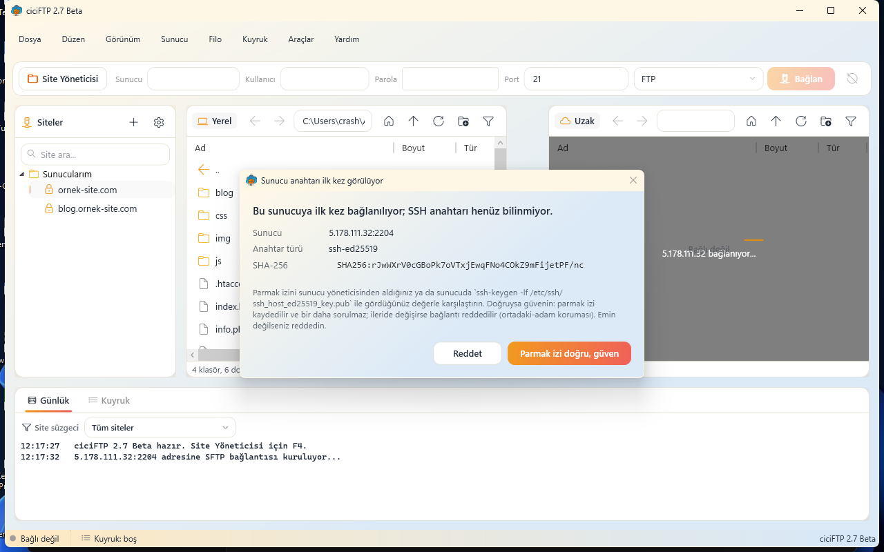 ciciFTP main window — Daylight theme